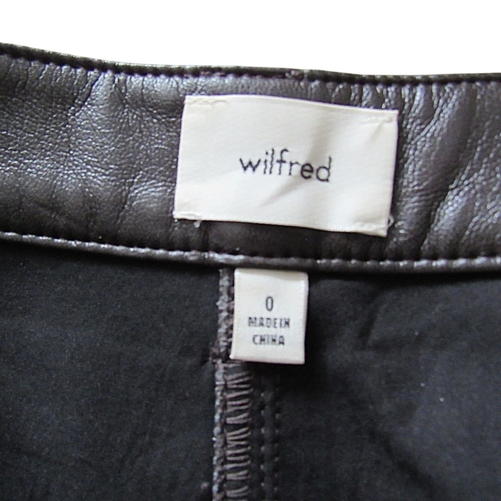 Aritzia Wilfred Rebel Pants 0 Dark Brown Vegan Faux Leather High Rise Straight - Picture 11 of 11